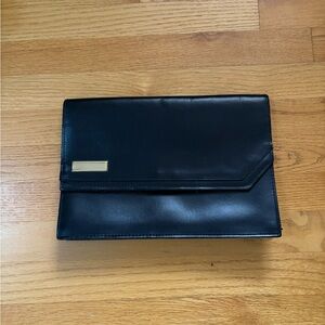 Black Leather Envelope Clutch